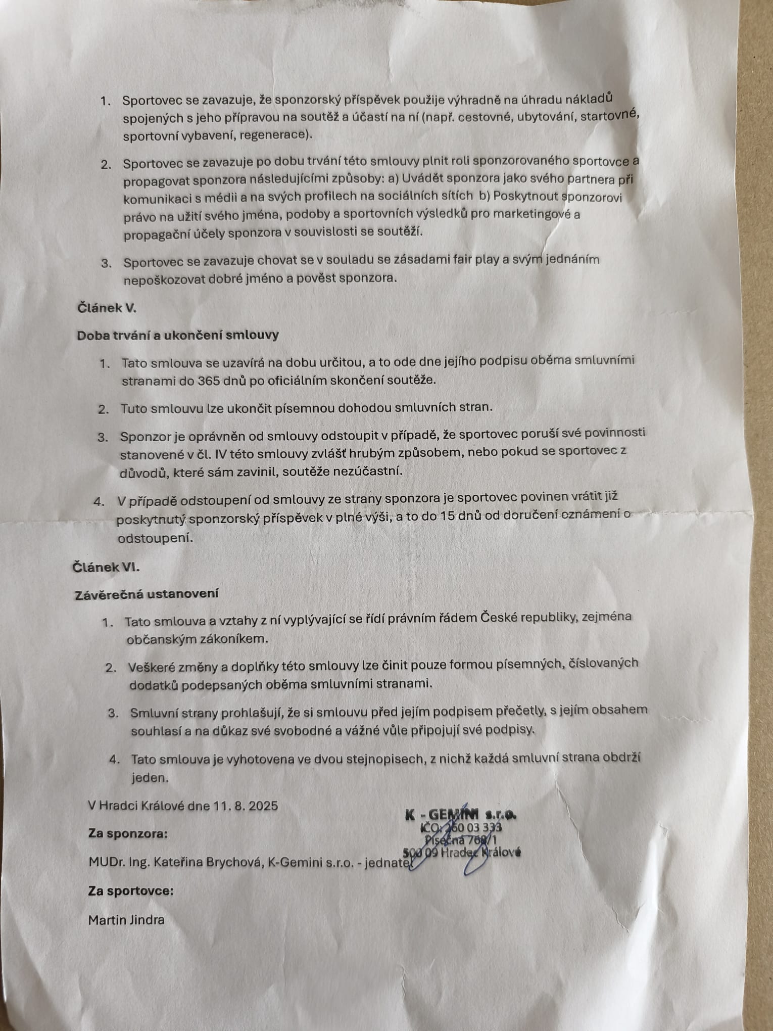 Sponzorská smlouva - strana 2